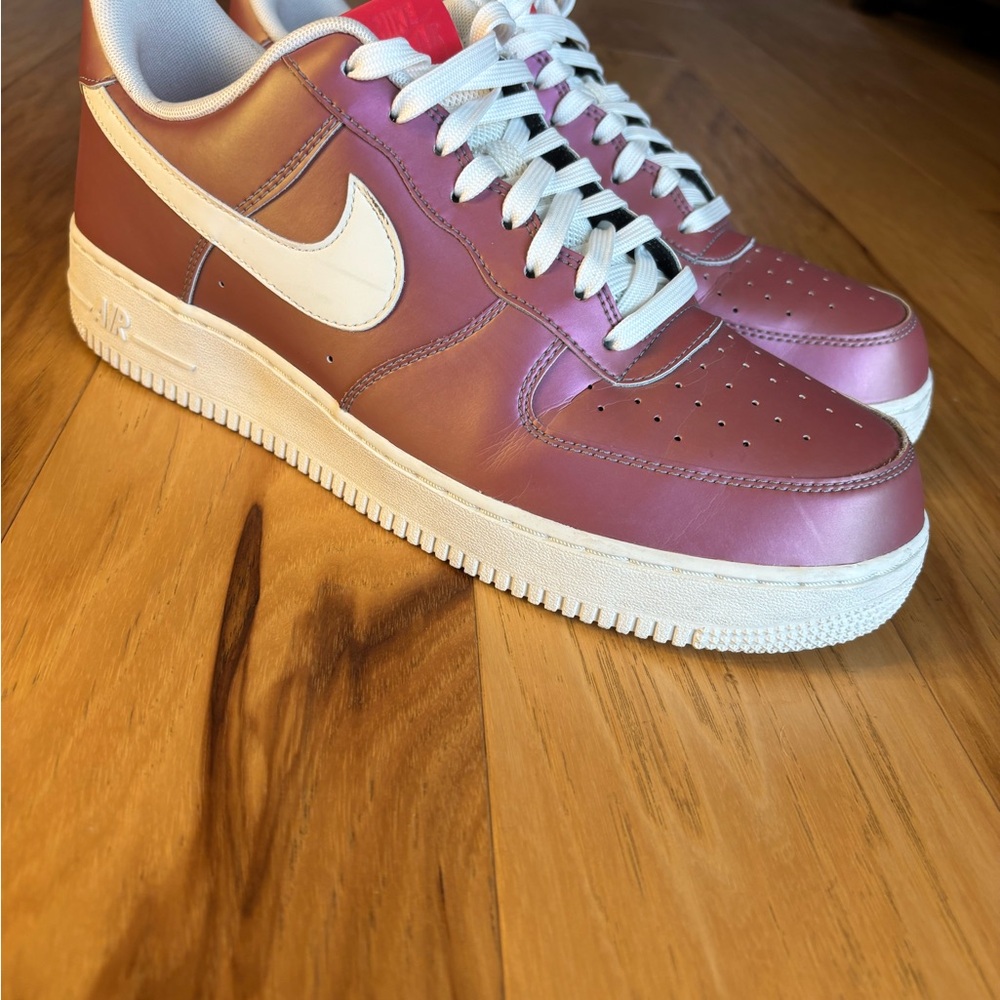 Nike Men's Pink and White Air Force 1’s